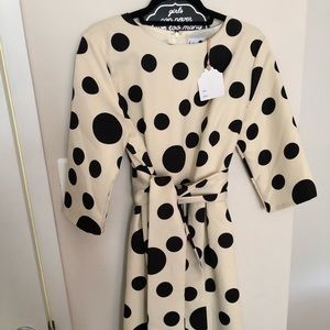 Cream and Black polka dot dress